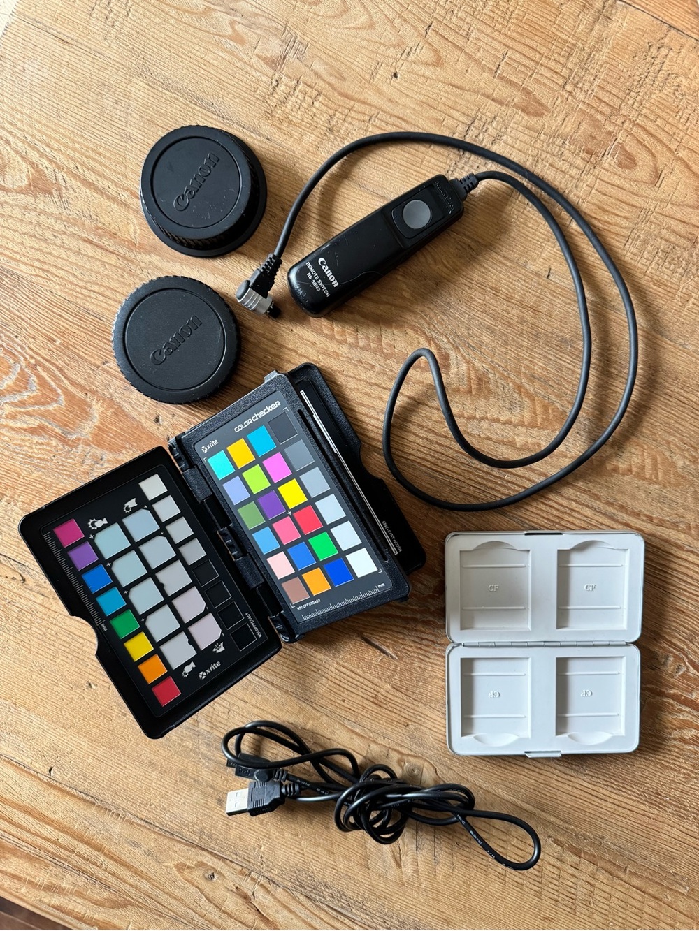 Canon Black Remote Shutter with Color Calibration Card & Lens Caps